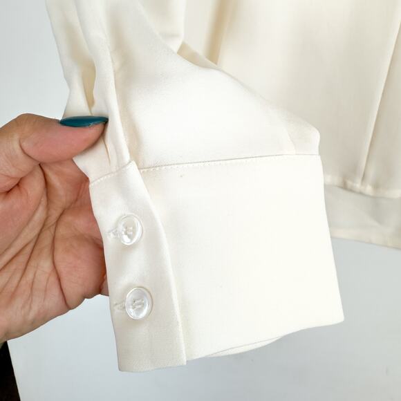 The Fold London Silk Stretch Layered Flowy Blouse Cream Ivory - Size 12 - Picture 10 of 13